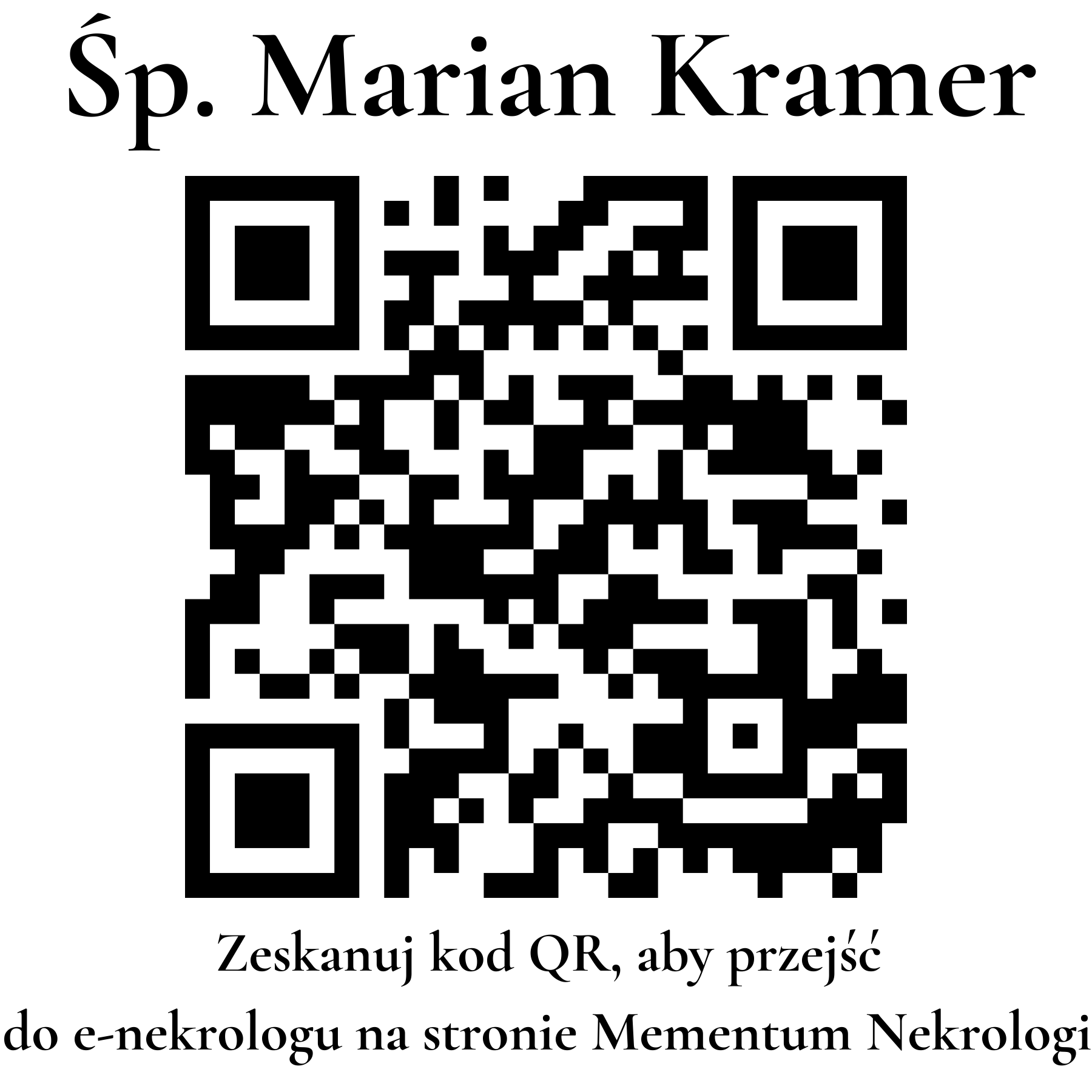 Kod QR do nekrologu Marian Kramer