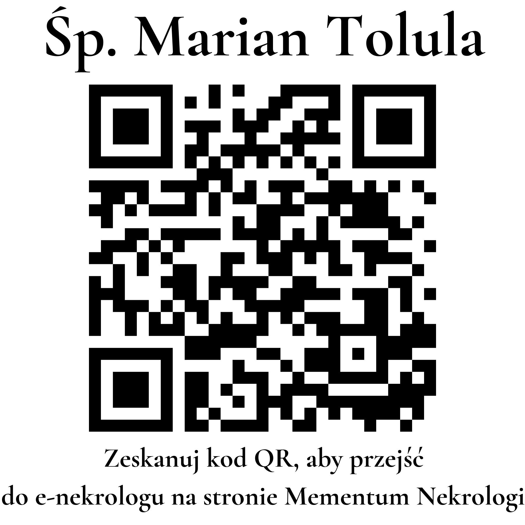 Kod QR do nekrologu Marian Tolula