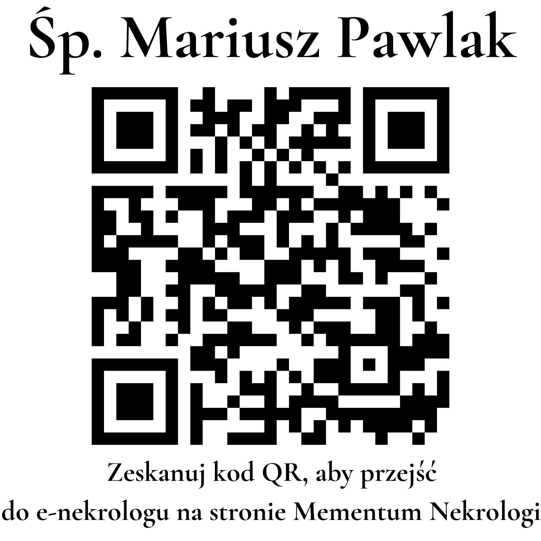 Kod QR do nekrologu Mariusz Pawlak Kod QR do nekrologu Mariusz Pawlak