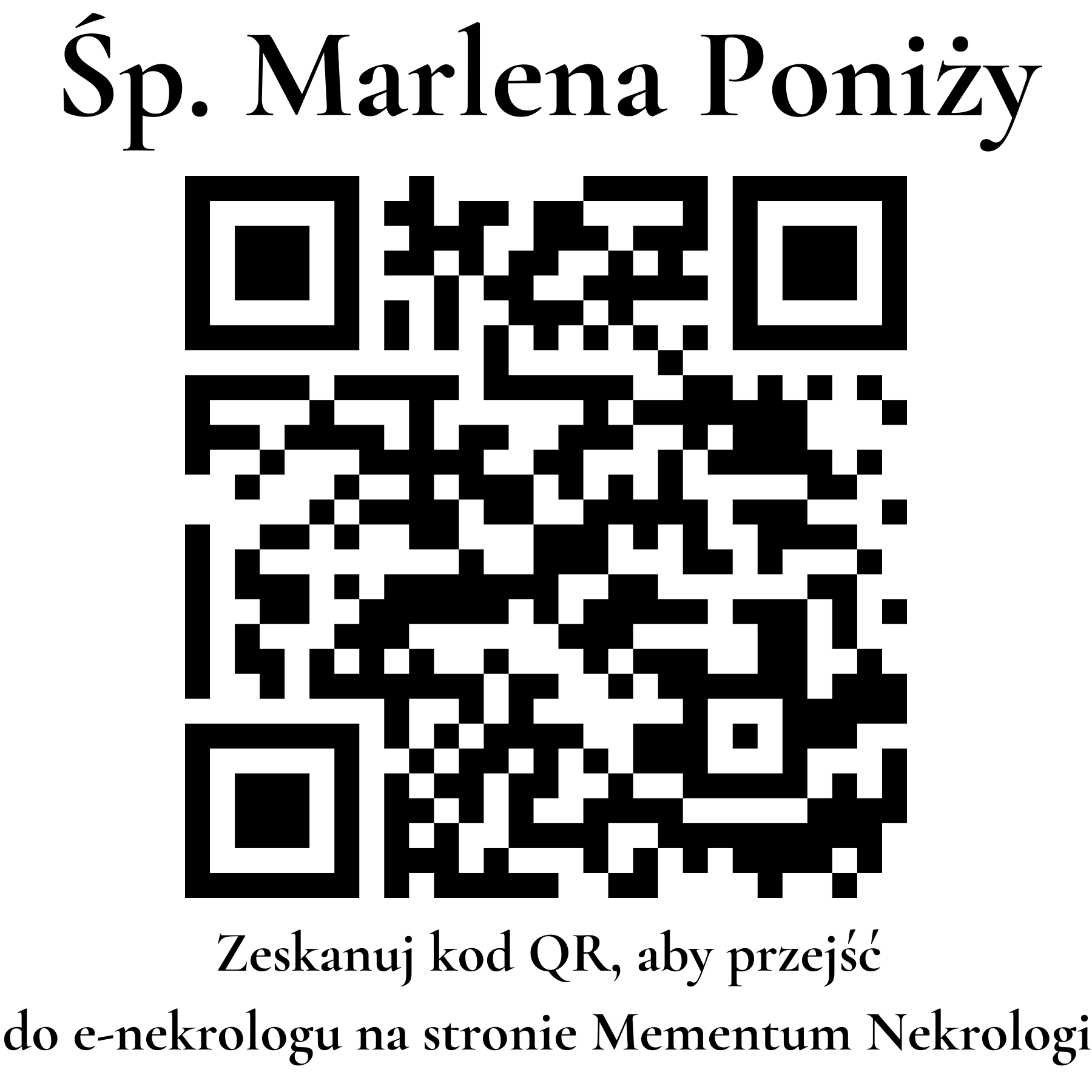Kod QR do nekrologu Marlena Poniży