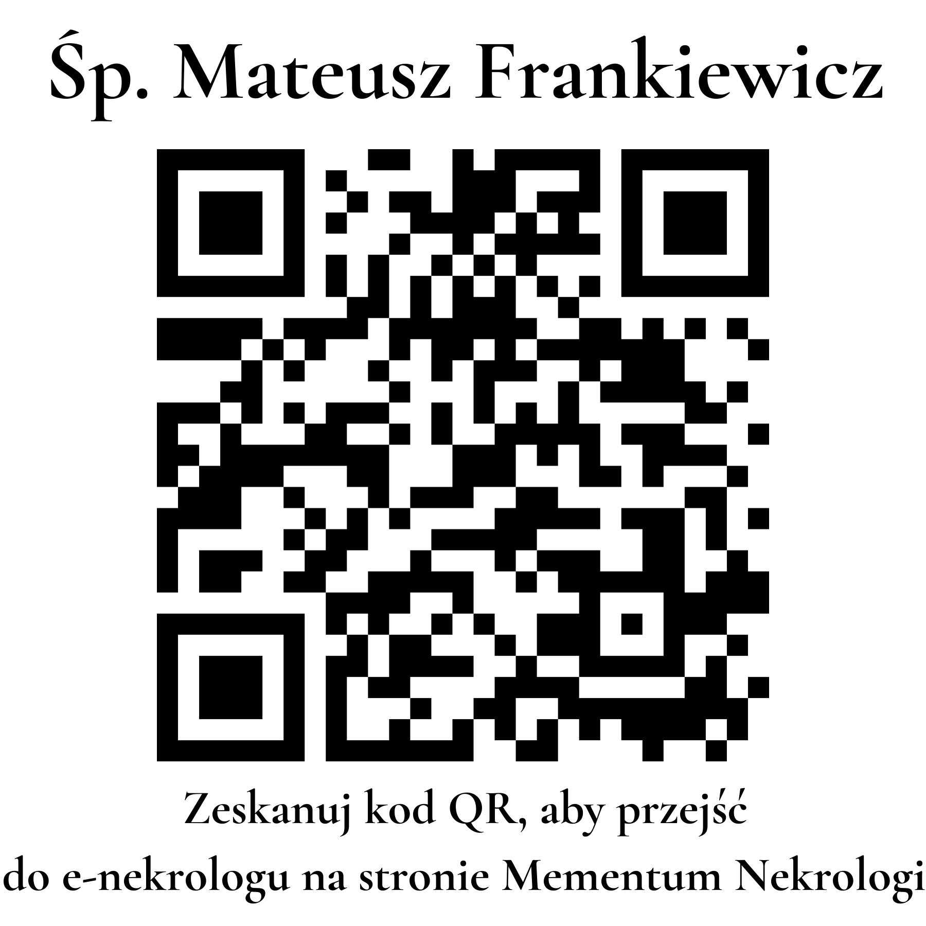Kod QR do nekrologu Mateusz Frankiewicz Kod QR do nekrologu Mateusz Frankiewicz