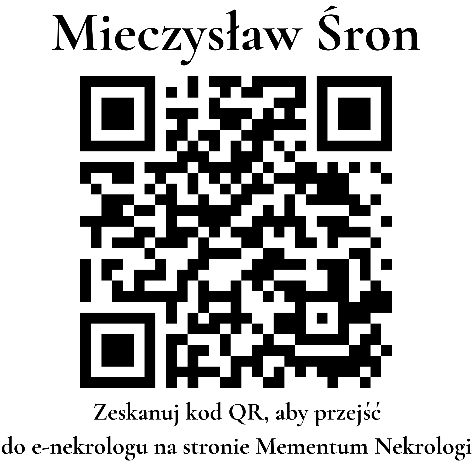 Kod QR do nekrologu Mieczysław Śron Kod QR do nekrologu Mieczysław Śron