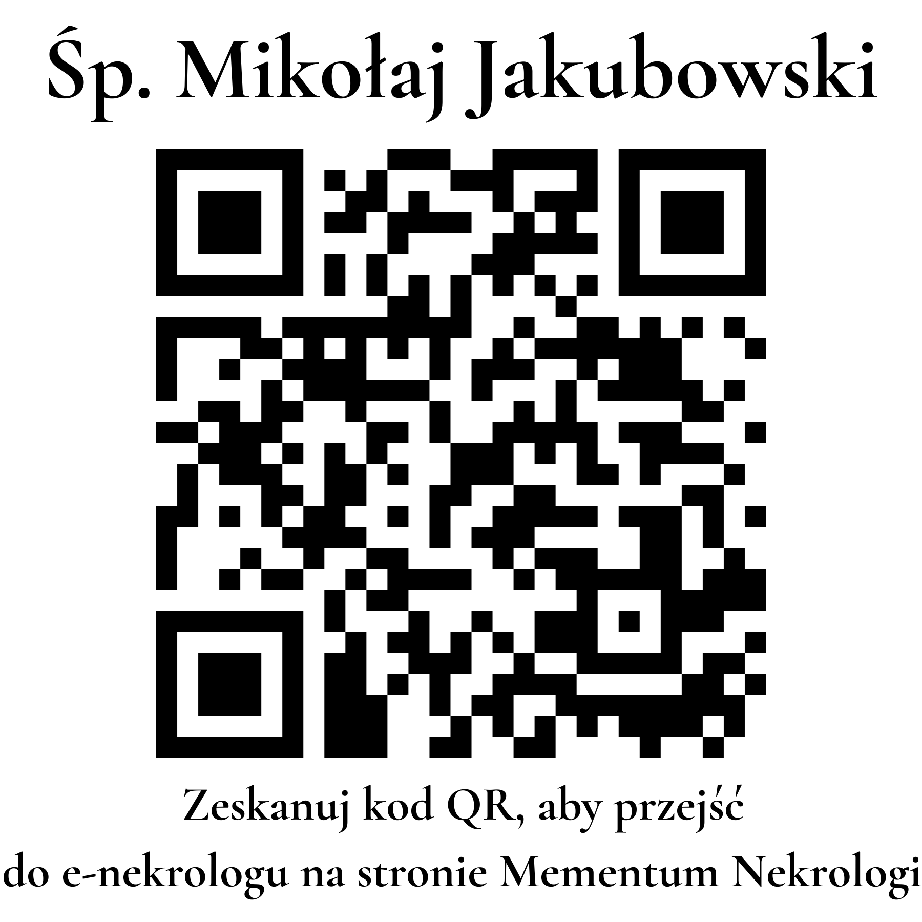 Kod QR do nekrologu Mikołaj Jakubowski