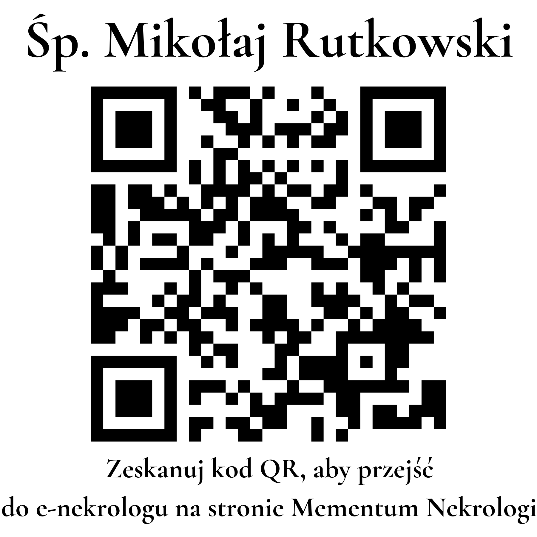 Kod QR do nekrologu Mikołaj Rutkowski Kod QR do nekrologu Mikołaj Rutkowski