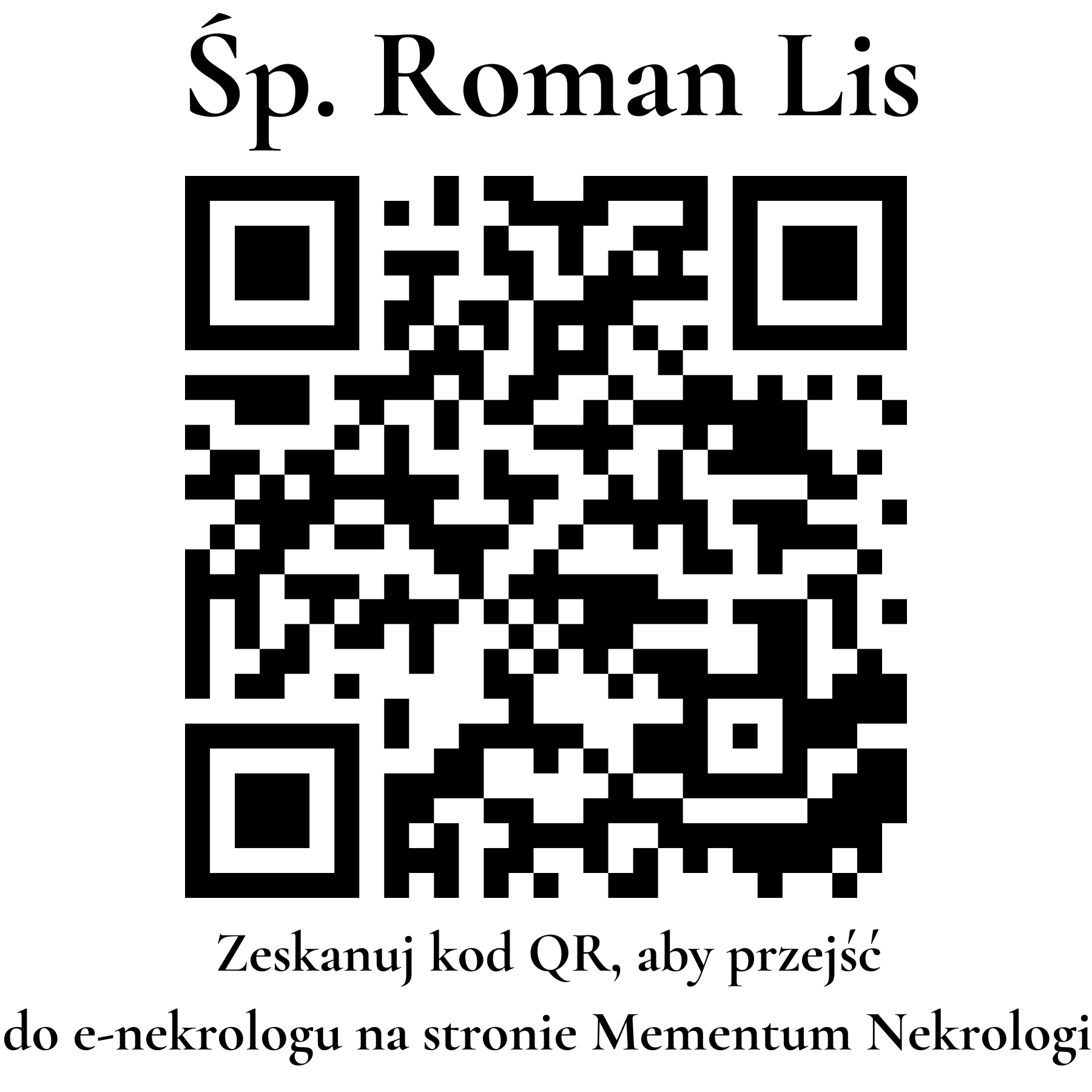 Kod QR do nekrologu Roman Lis