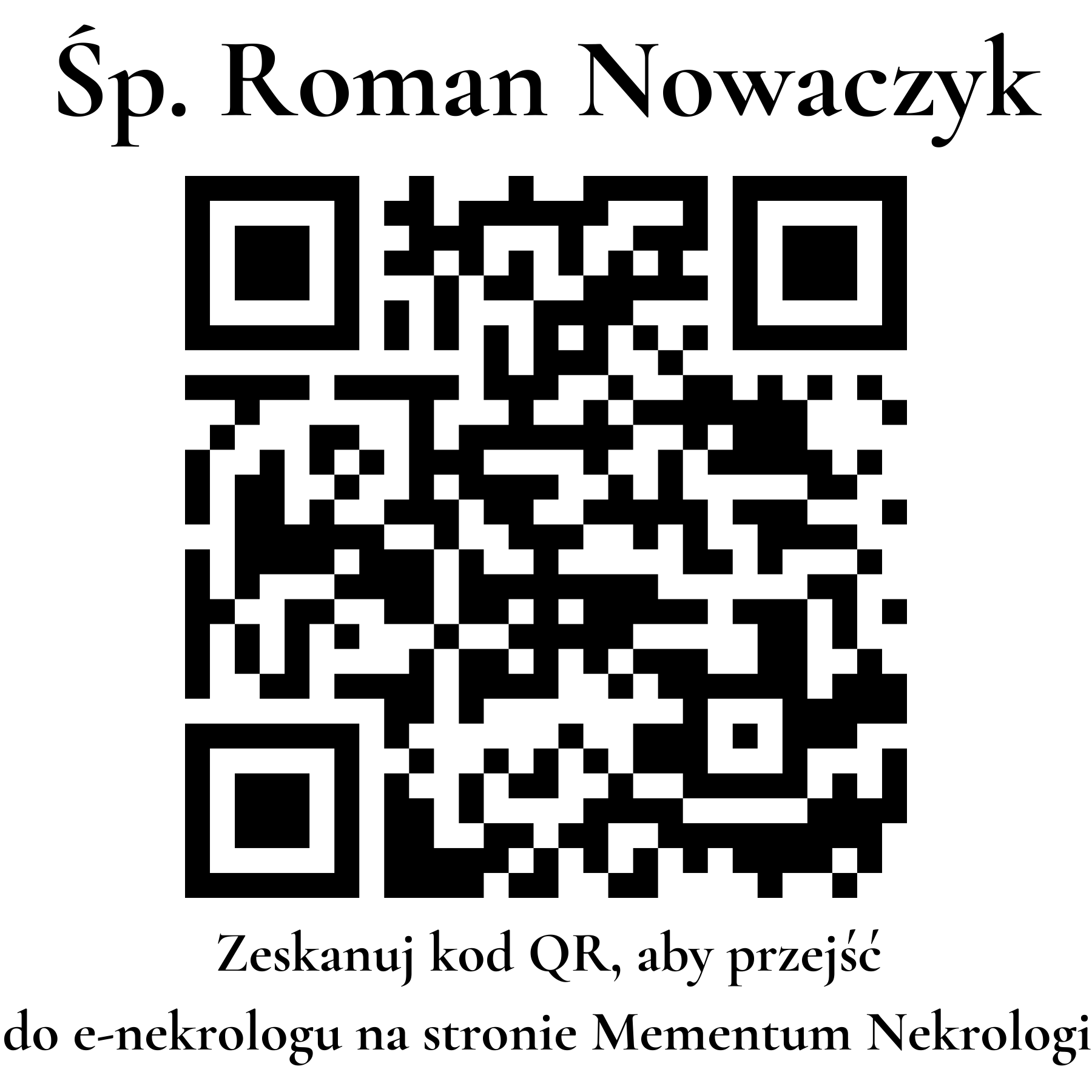 Kod QR do nekrologu Roman Nowaczyk Kod QR do nekrologu Roman Nowaczyk