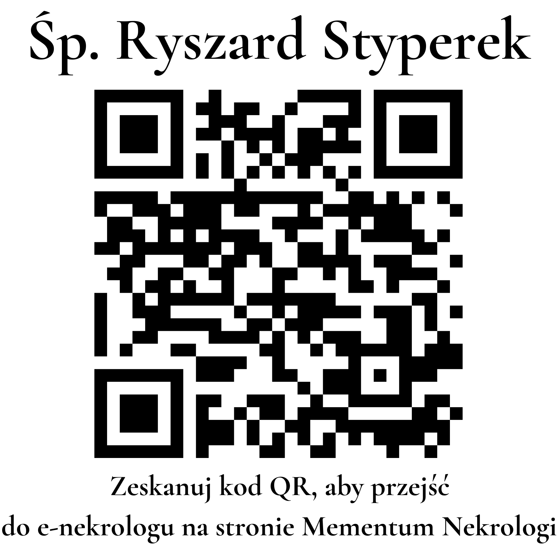 Kod QR do nekrologu Ryszard Styperek Kod QR do nekrologu Ryszard Styperek