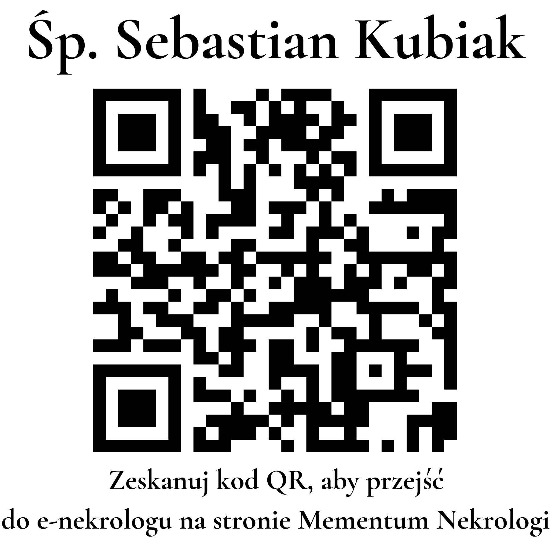 Kod QR do nekrologu Sebastian Kubiak