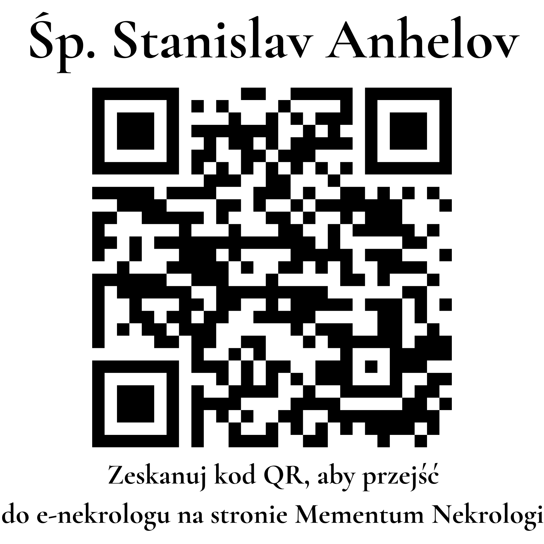 Kod QR do nekrologu Stanislav Anhelov