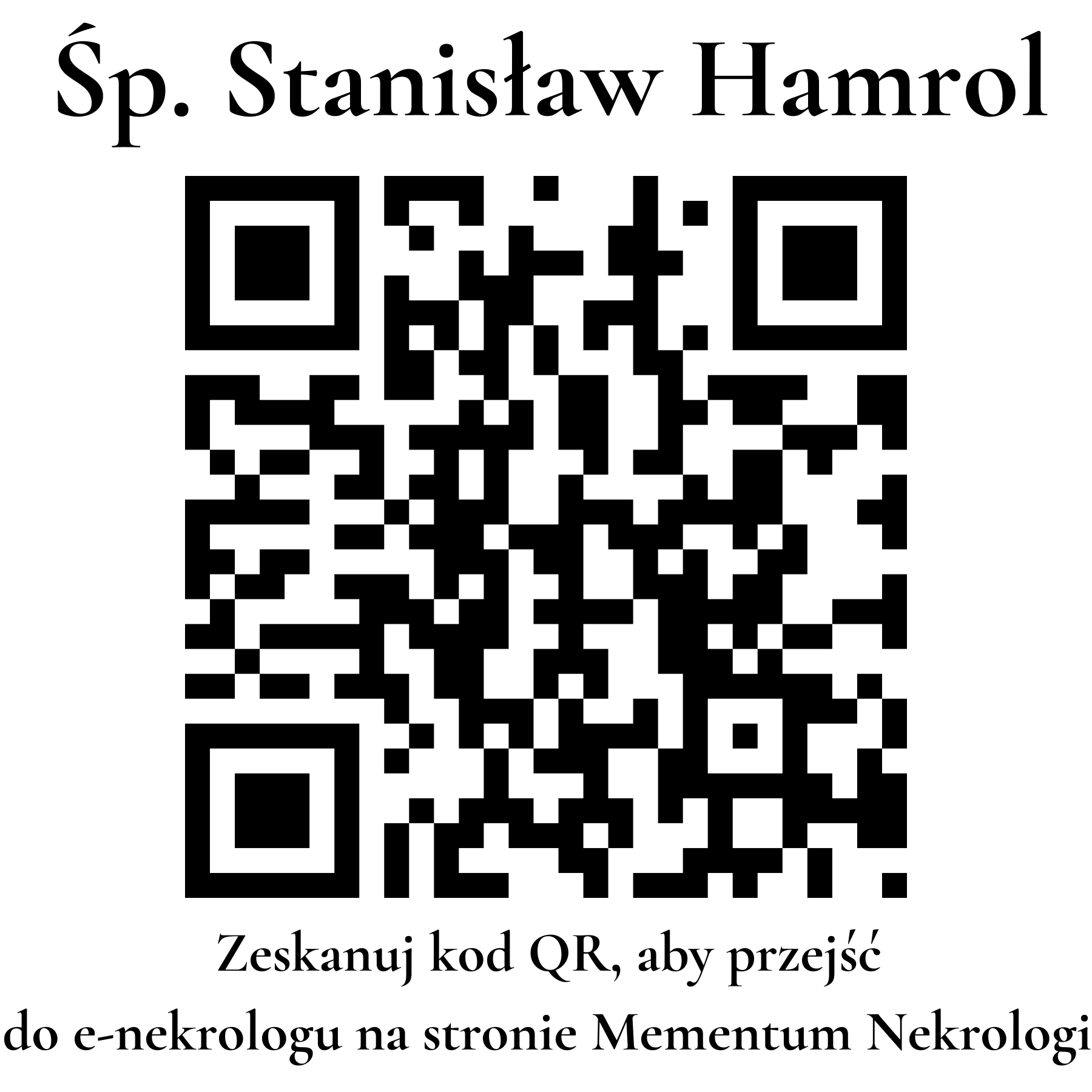 Kod QR do nekrologu Stanisław Hamrol Kod QR do nekrologu Stanisław Hamrol