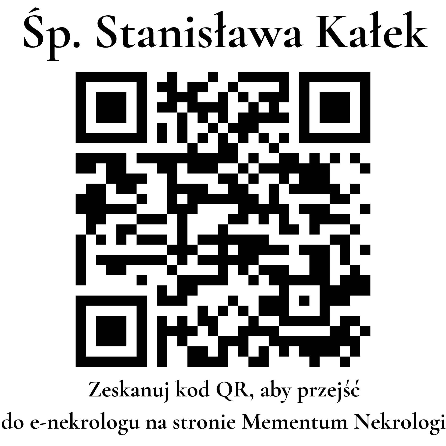 Kod QR do nekrologu Stanisława Kałek