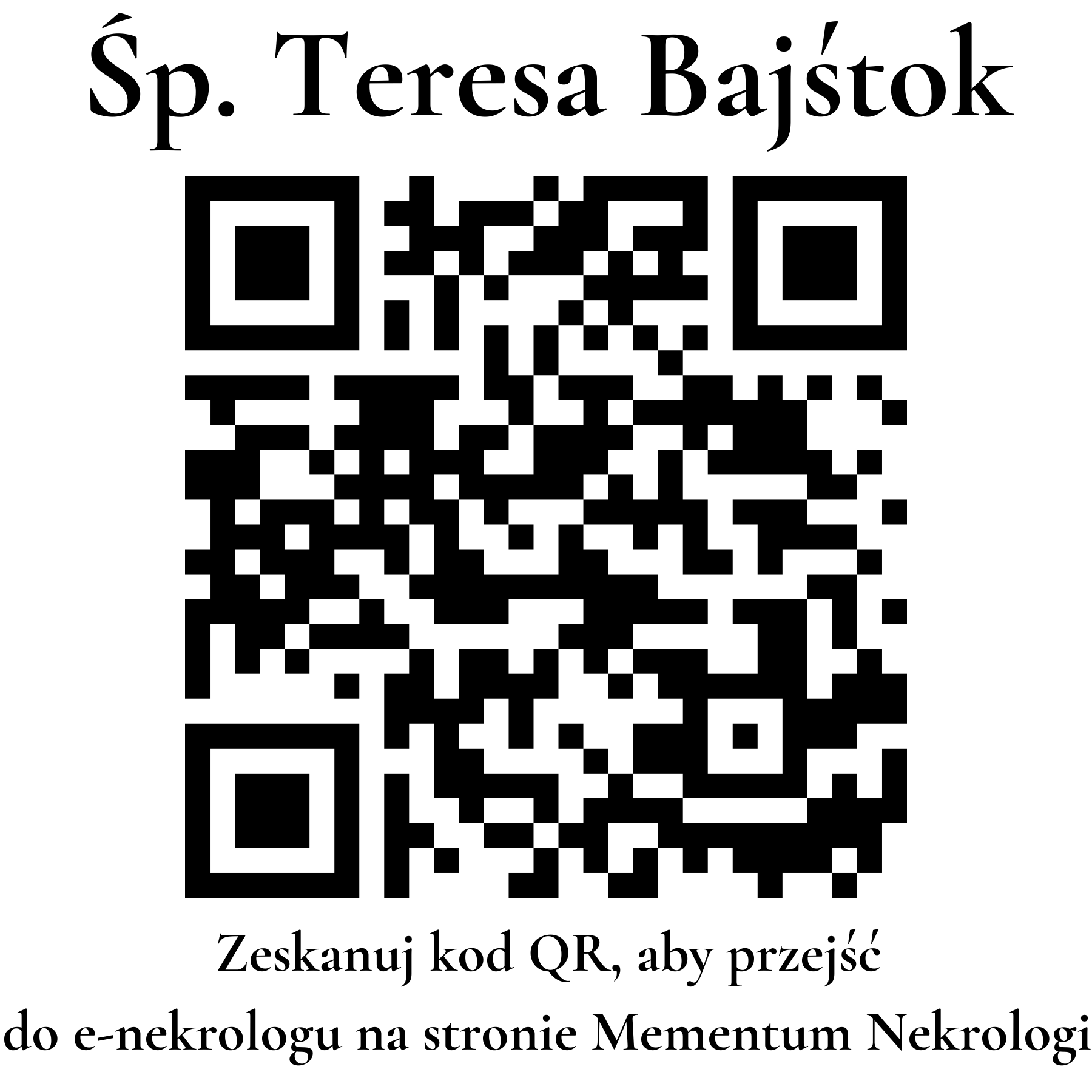 Kod QR do nekrologu Teresa Bajśtok