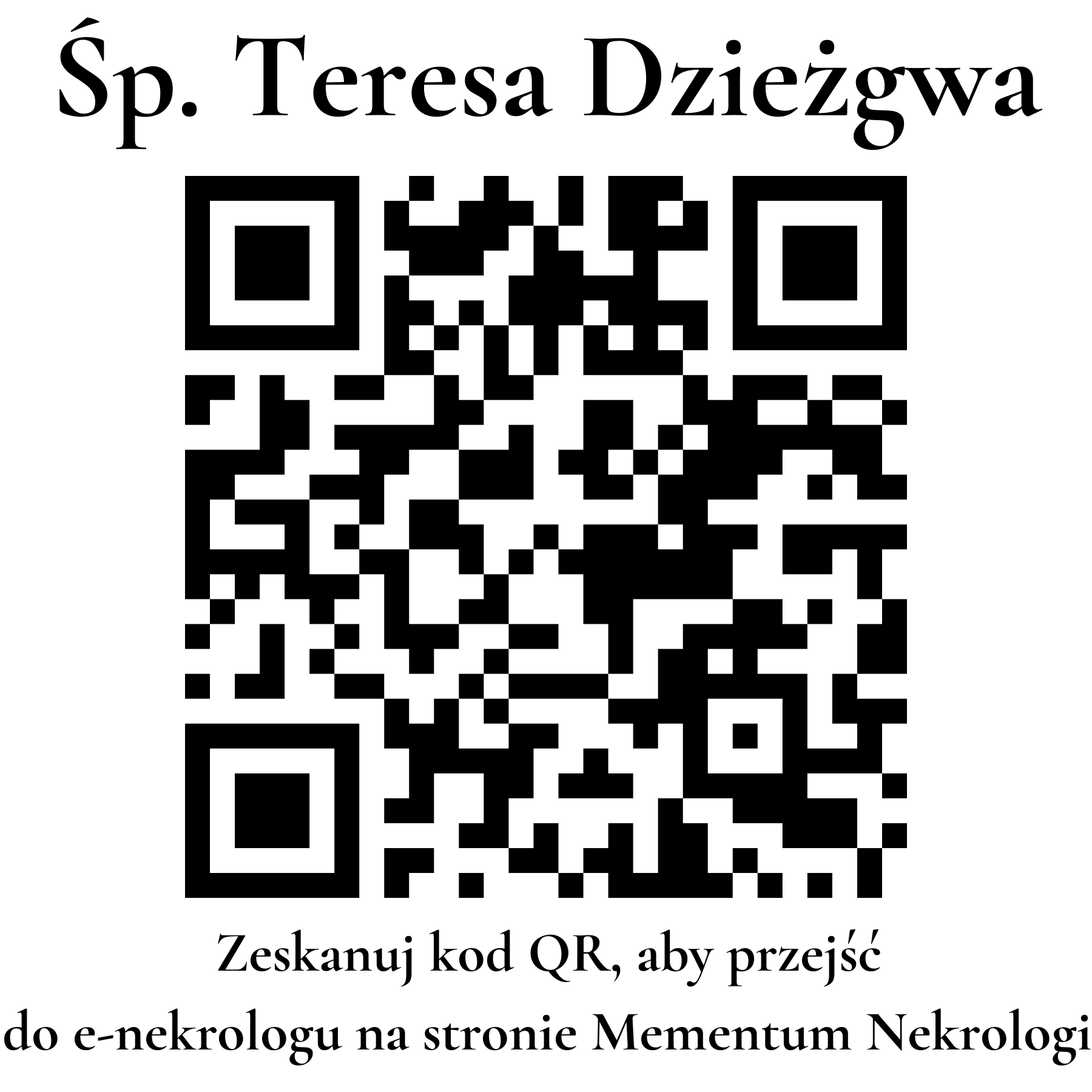 Kod QR do nekrologu Teresa Dzieżgwa