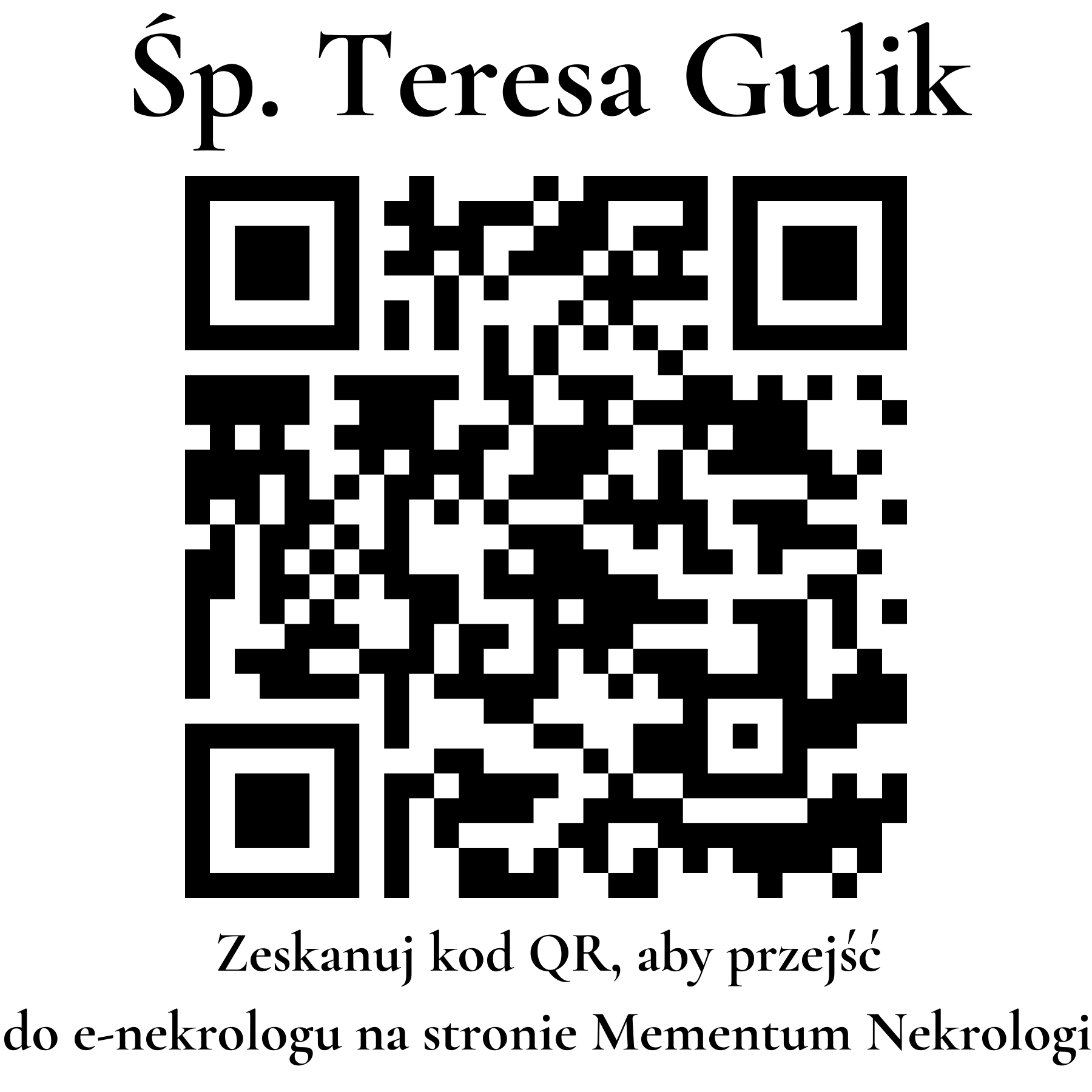 Kod QR do nekrologu Teresa Gulik Kod QR do nekrologu Teresa Gulik