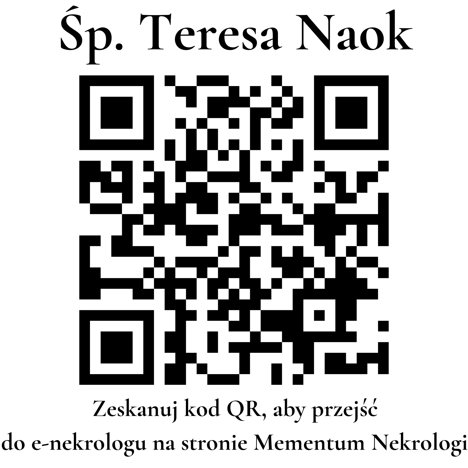 Kod QR do nekrologu Teresa Naok
