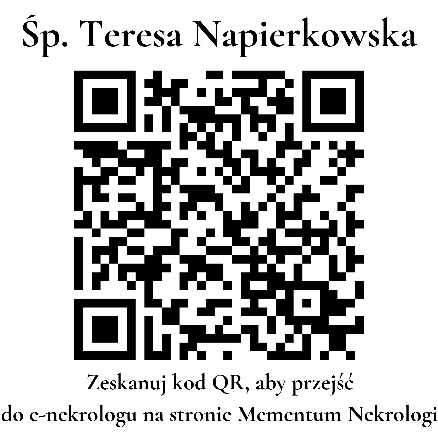 Kod QR do nekrologu Teresa Napierkowska
