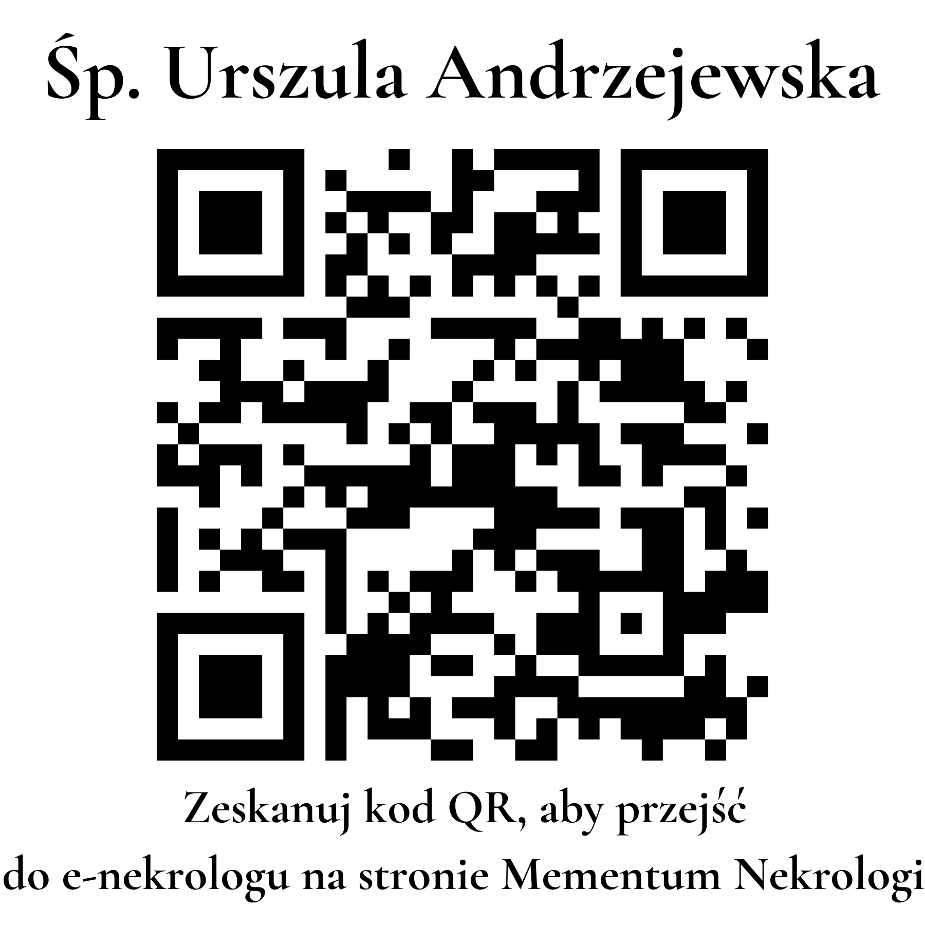 Kod QR do nekrologu Urszula Andrzejewska