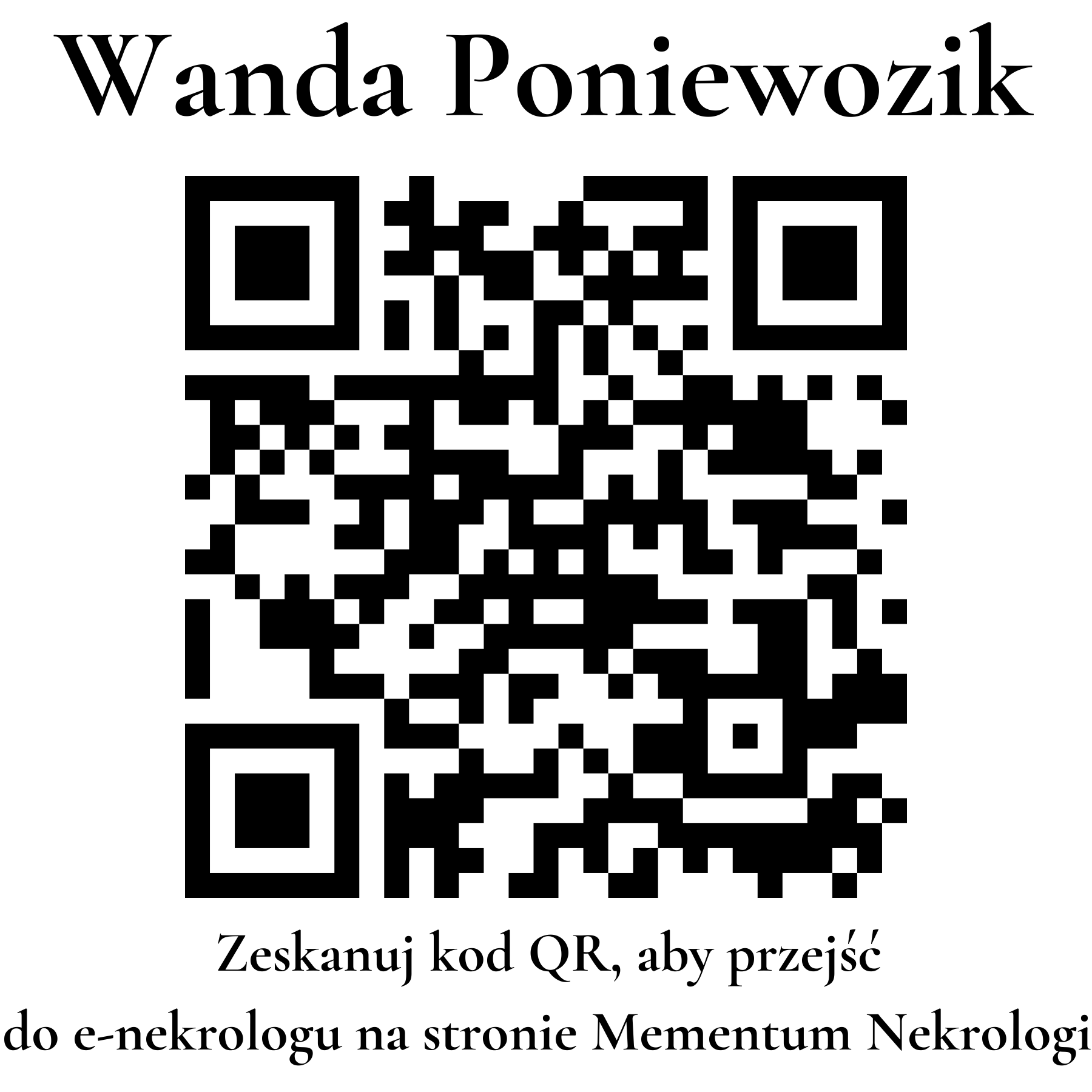 Kod QR do nekrologu Wanda Poniewozik