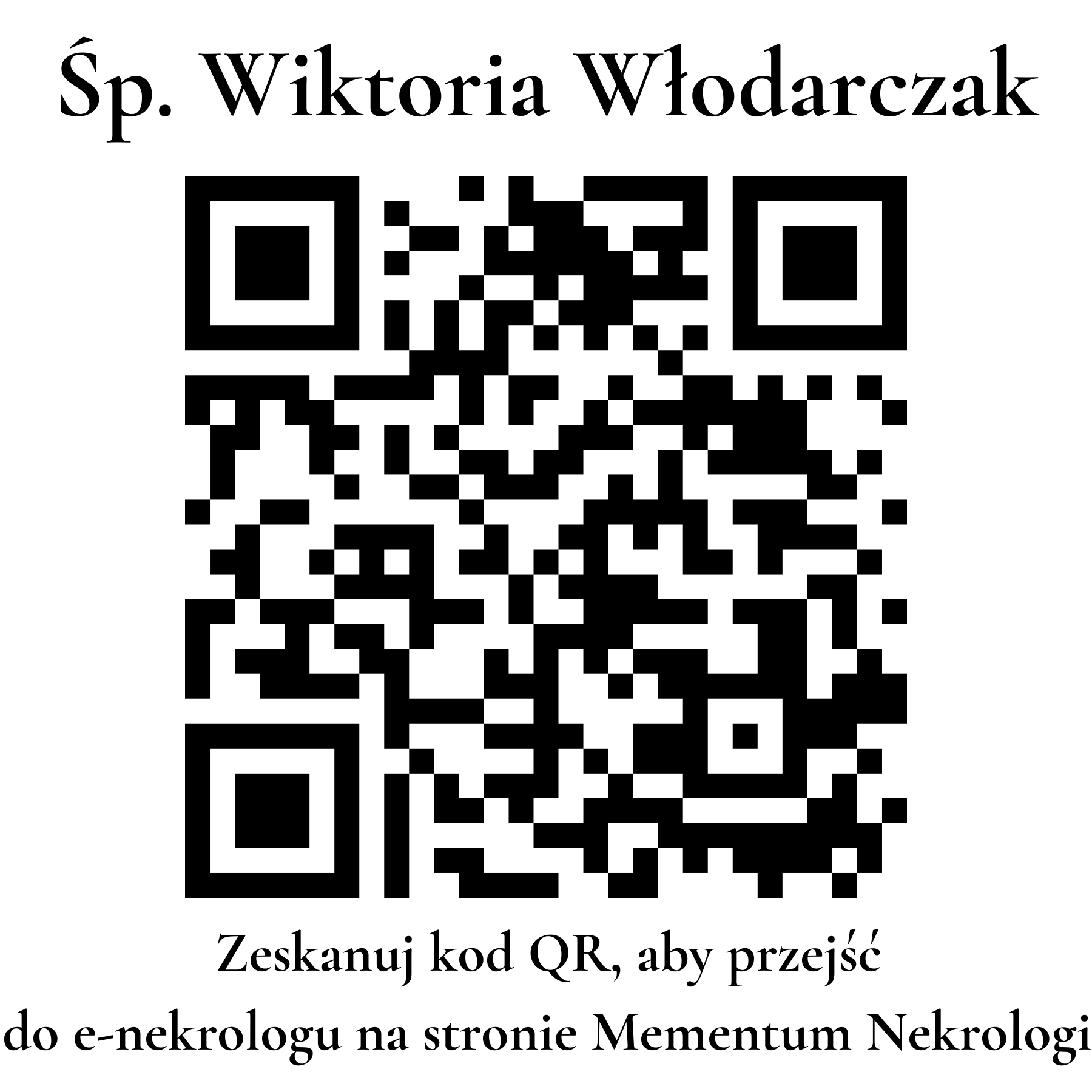 Kod QR do nekrologu Wiktoria Włodarczak Kod QR do nekrologu Wiktoria Włodarczak