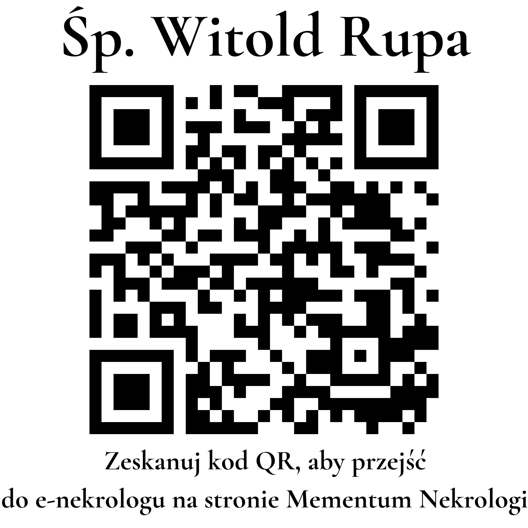 Kod QR do nekrologu Witold Rupa Kod QR do nekrologu Witold Rupa