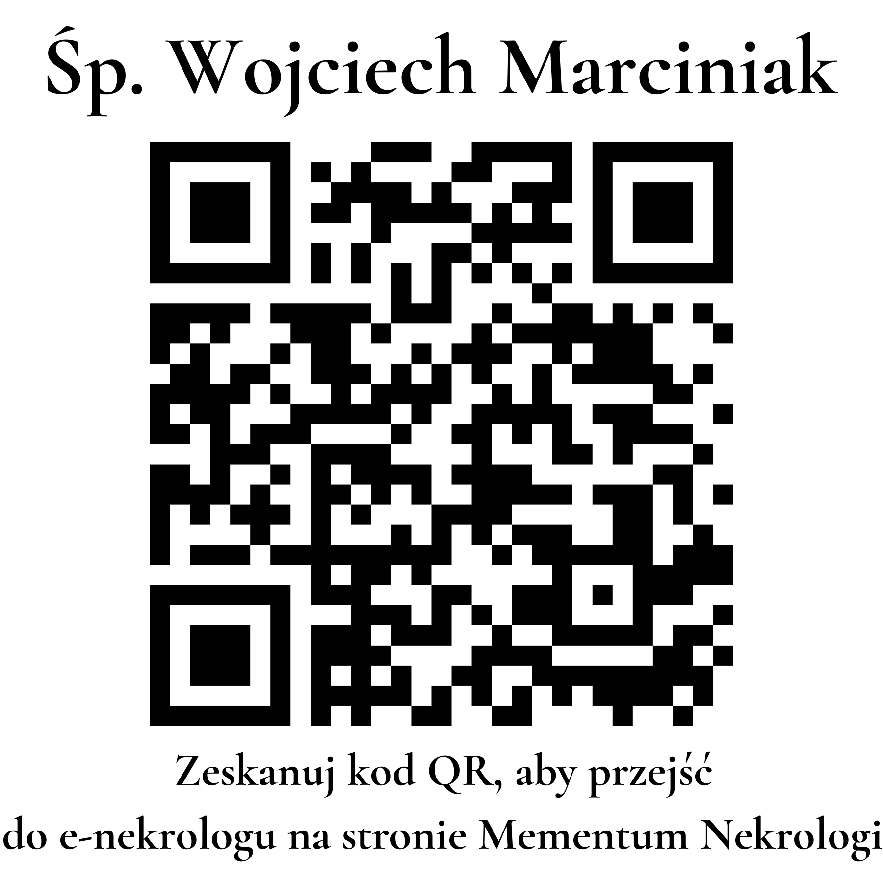 Kod QR do nekrologu Wojciech Marciniak Kod QR do nekrologu Wojciech Marciniak
