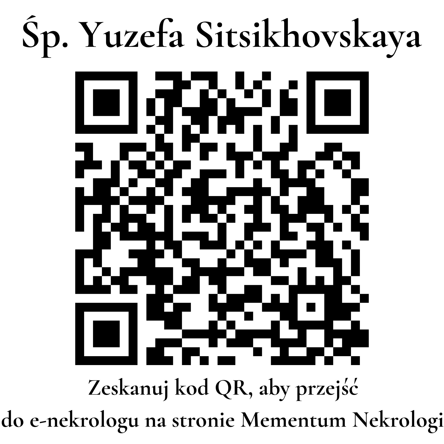 Kod QR do nekrologu Yuzefa Sitsikhovskaya