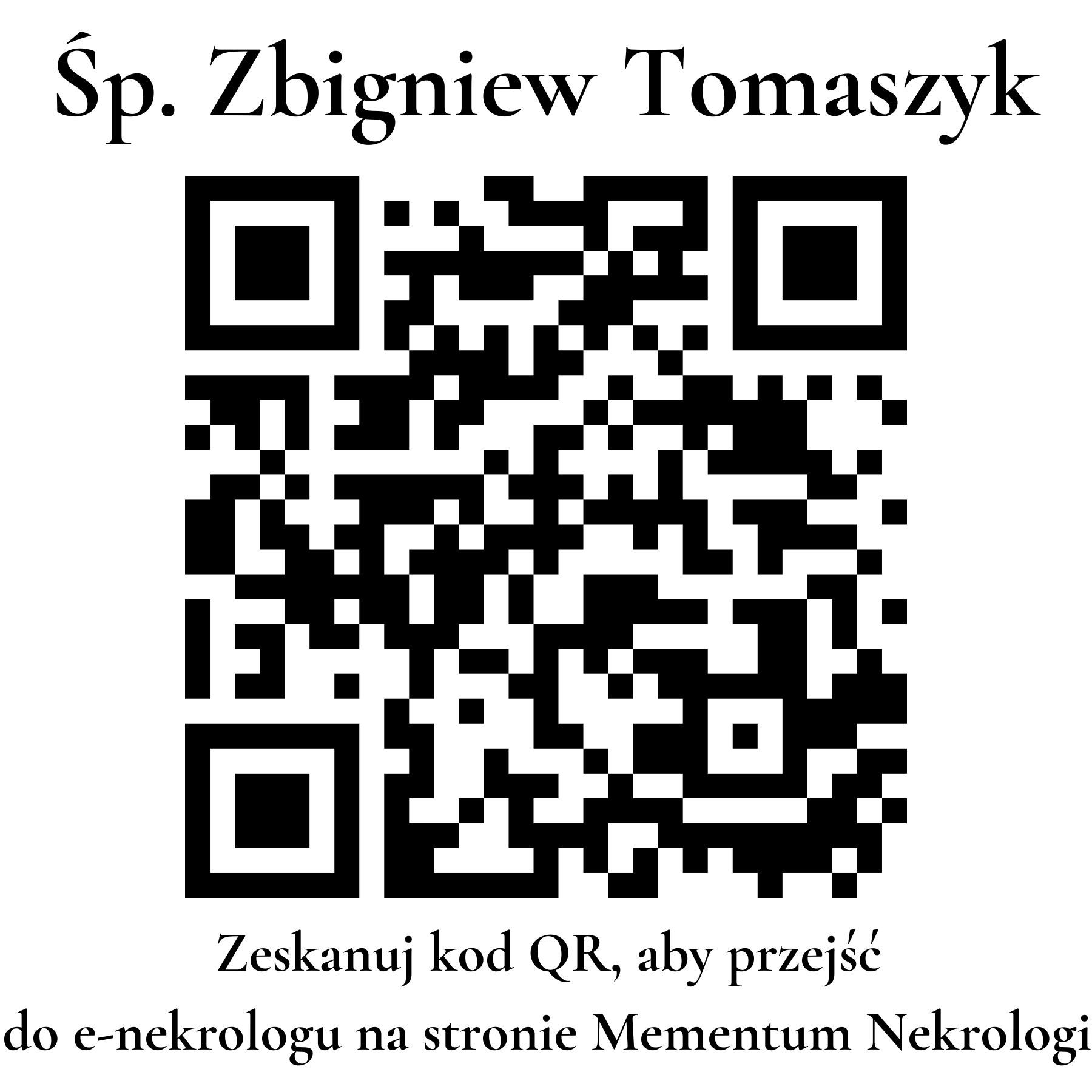 Kod QR do nekrologu Zbigniew Tomaszyk Kod QR do nekrologu Zbigniew Tomaszyk