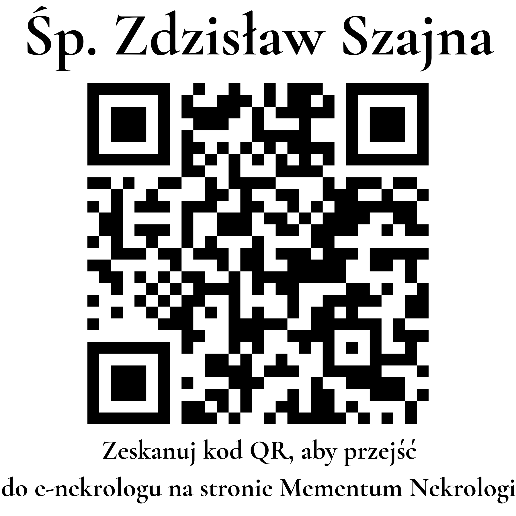 Kod QR do nekrologu Zdzisław Szajna