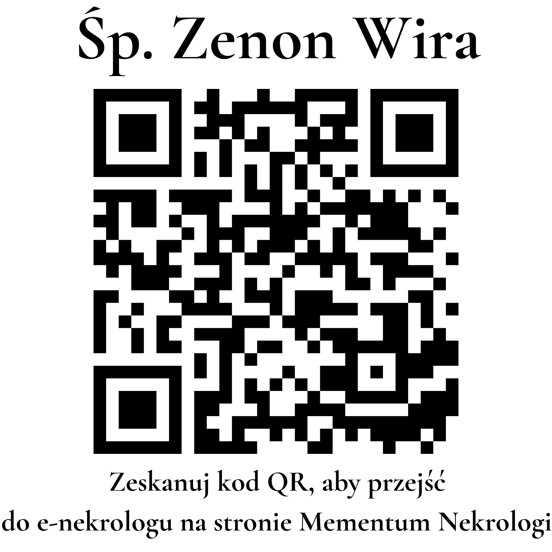 Kod QR do nekrologu Zenon Wira Kod QR do nekrologu Zenon Wira