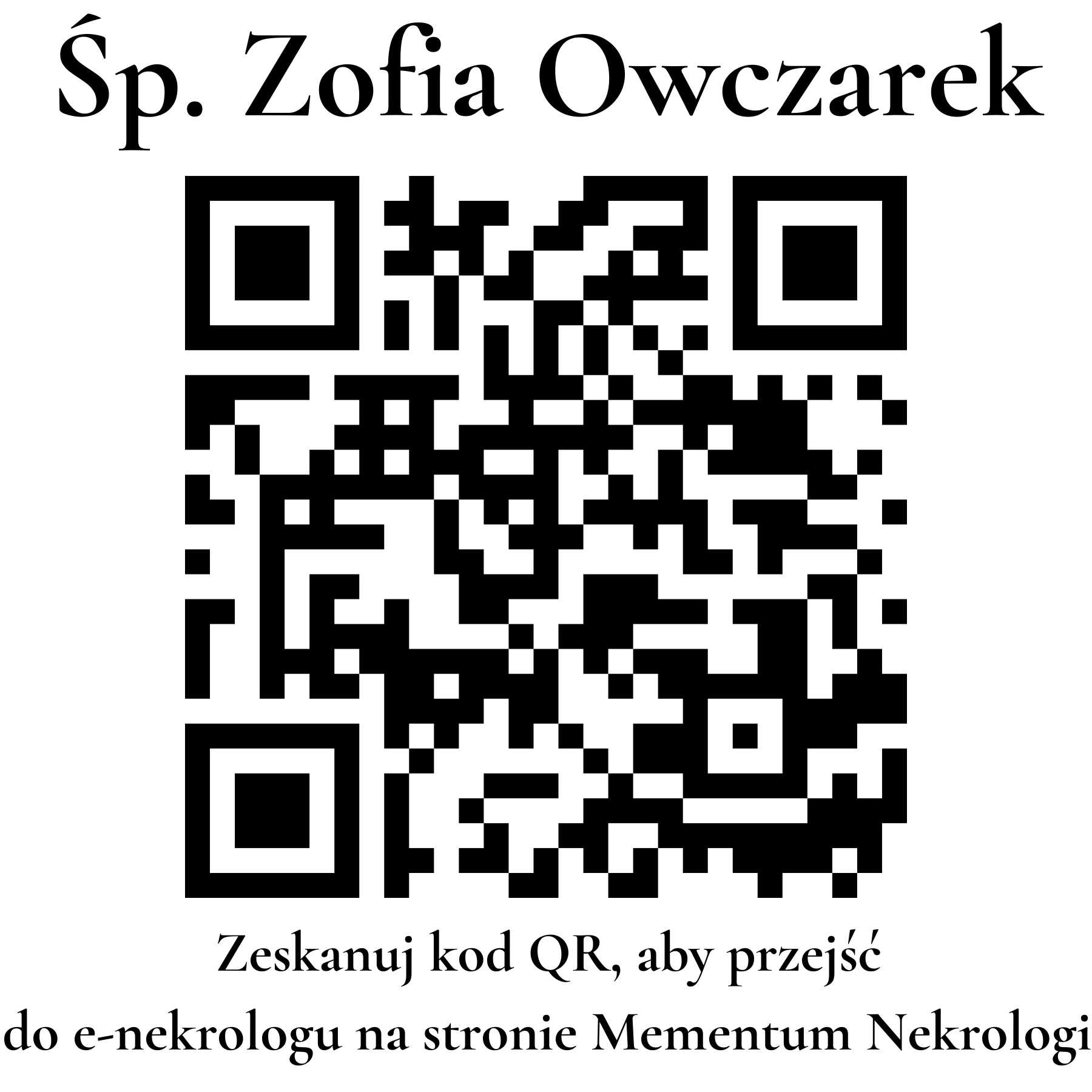 Kod QR do nekrologu Zofia Owczarek